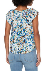 Petal Sleeve Woven Top W/ Neck Ties