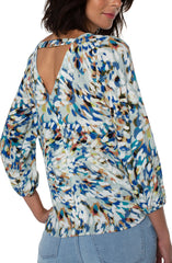 3/4 Sleeve Double V Neck Top