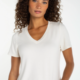 Short Sleeve V-Neck Knit Tee