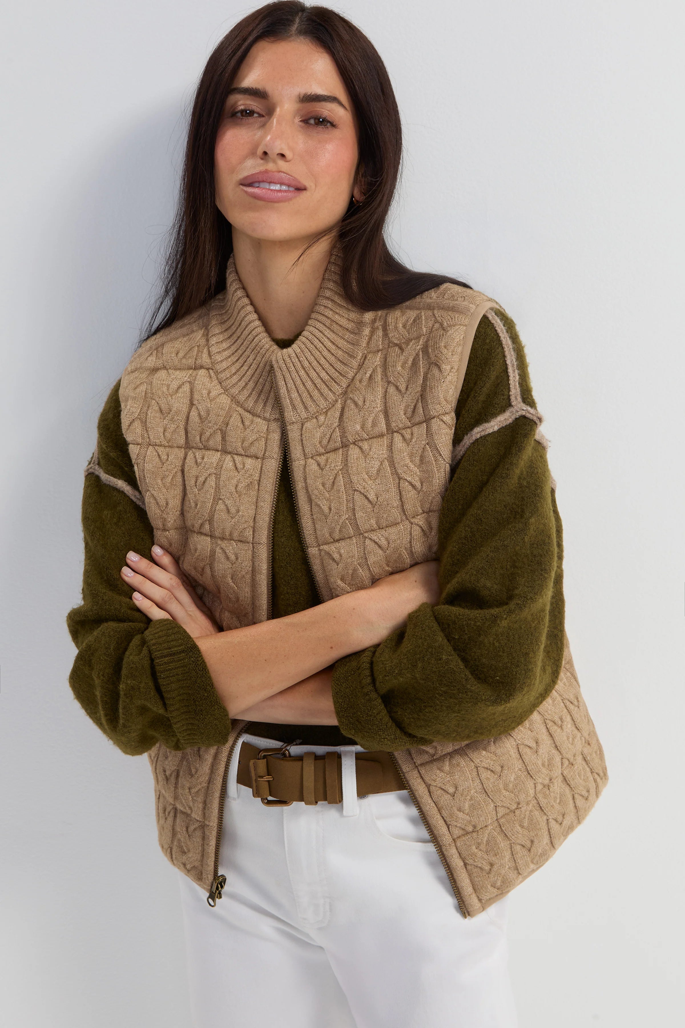 Sleeveless Reversible Zip Front Quilted Sweater Vest