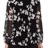 Long Sleeve Popover Shirred Woven Blouse