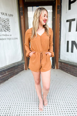 Long Sleeve Tie Waist Romper