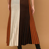 Pleated Knit Colorblock Skirt