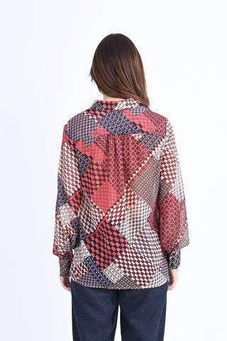 Button Up Geo Printed Blouse