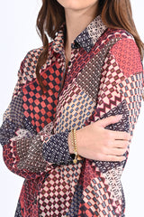 Button Up Geo Printed Blouse