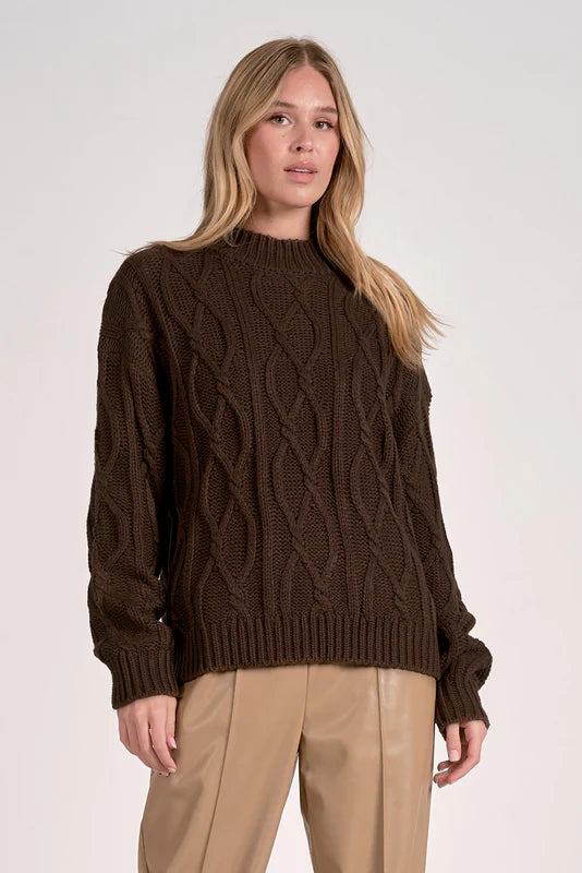 Cable Knit Crew Neck Sweater