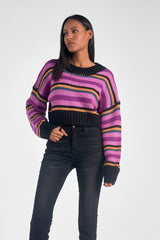 Striped Multi Color Drop Shoulder Sweater