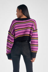 Striped Multi Color Drop Shoulder Sweater