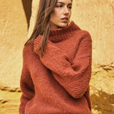 Ribbed Trim Cozy Mock Sweater