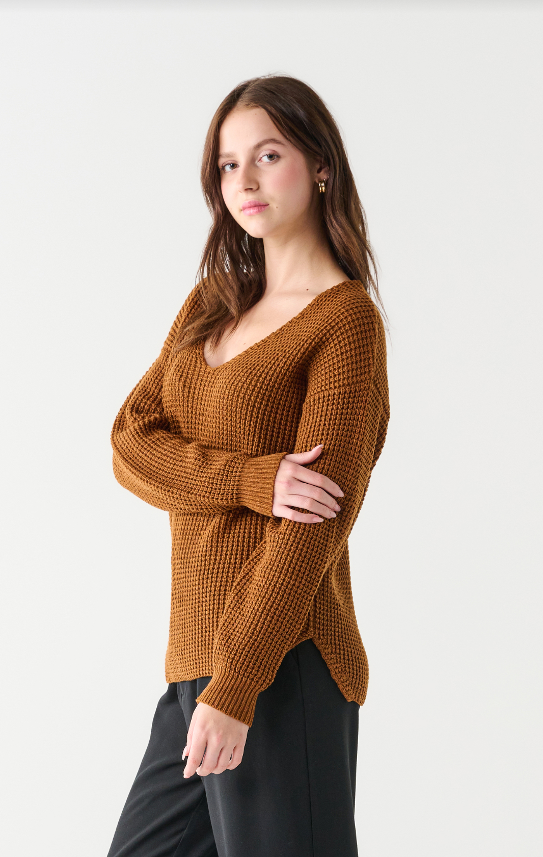 Textured Stitch Bevelled Hem Sweater