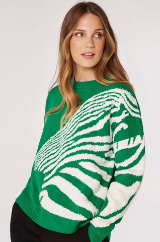 Side Fuzzy Zebra Oversized Sweater