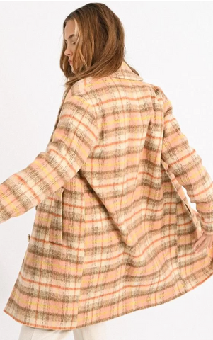 Plaid Long Button Front Coat