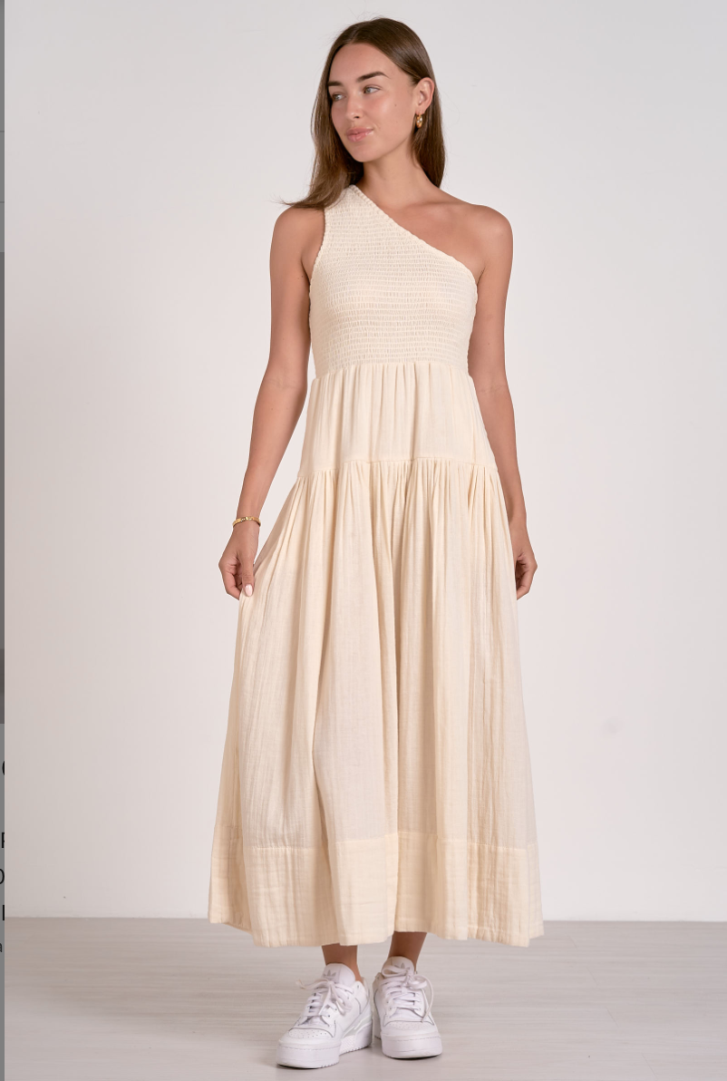 One Shoulder Tiered Midi Dress