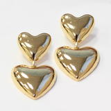 Two-Tier Heart Dangle Earrings