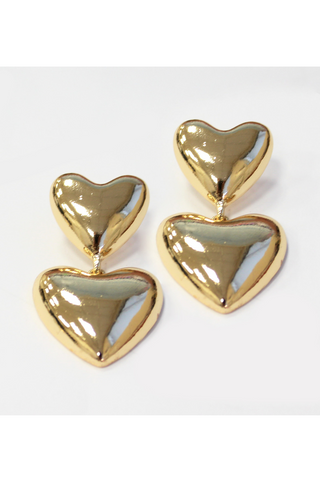 Two-Tier Heart Dangle Earrings