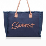 Rope Letter Fringed Canvas Tote Bag