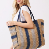 Multi Color Straw Tote Bag