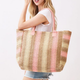 Multi Color Straw Tote Bag