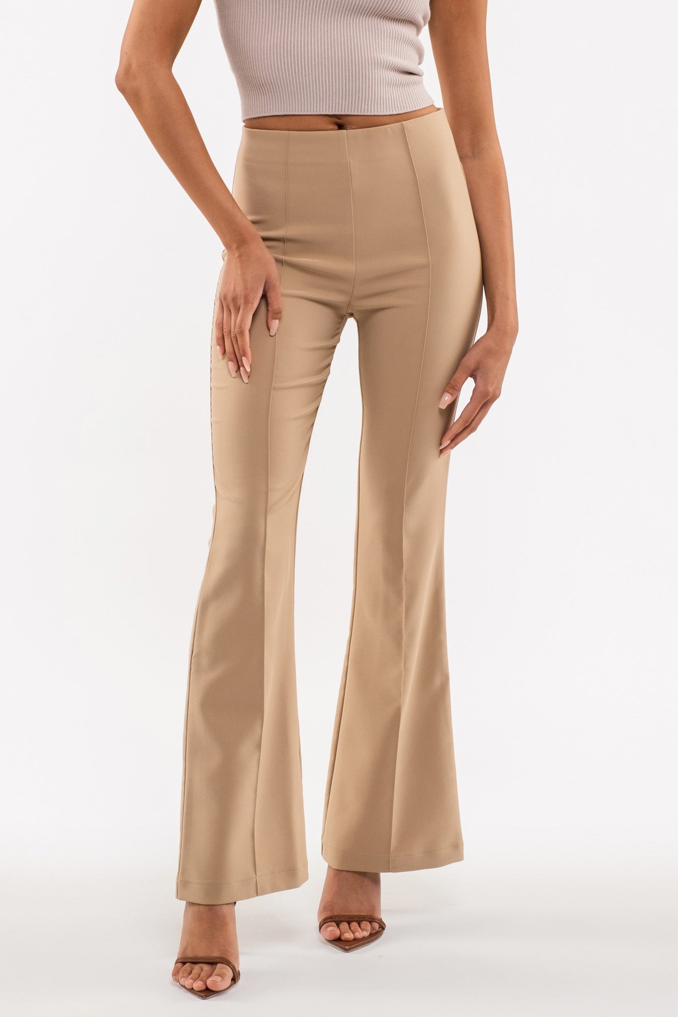 Buy SOLID ORANGE HIGH-RISE FLARED TROUSER for Women Online in India