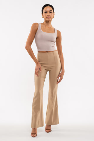 High Waisted Front Seam Flare Pants