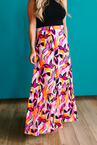 Floral Print Tiered Maxi Skirt