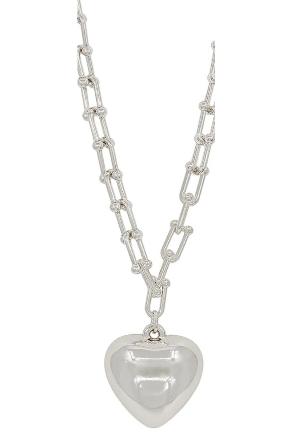 Water Resistant 34" Chain with Puffy Heart Drop