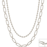 Water Resistant Double Layered Oval and Flat Chain Necklace
