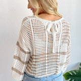 Mixed Stripe Open Knit Sweater