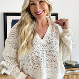 Open Knit Collared Sweater