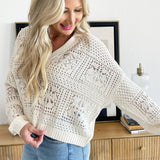 Open Knit Collared Sweater