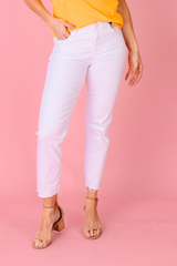 Reese High Rise Straight Raw Hem Ankle