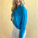 Twist Front Button Up Long Sleeve