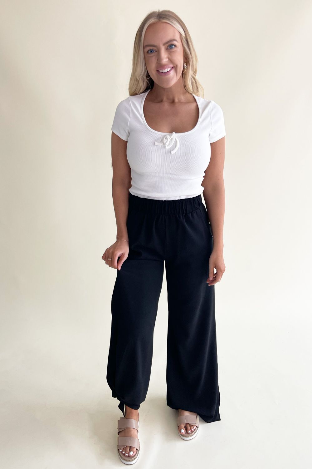 Side Slit Wide Leg Pants