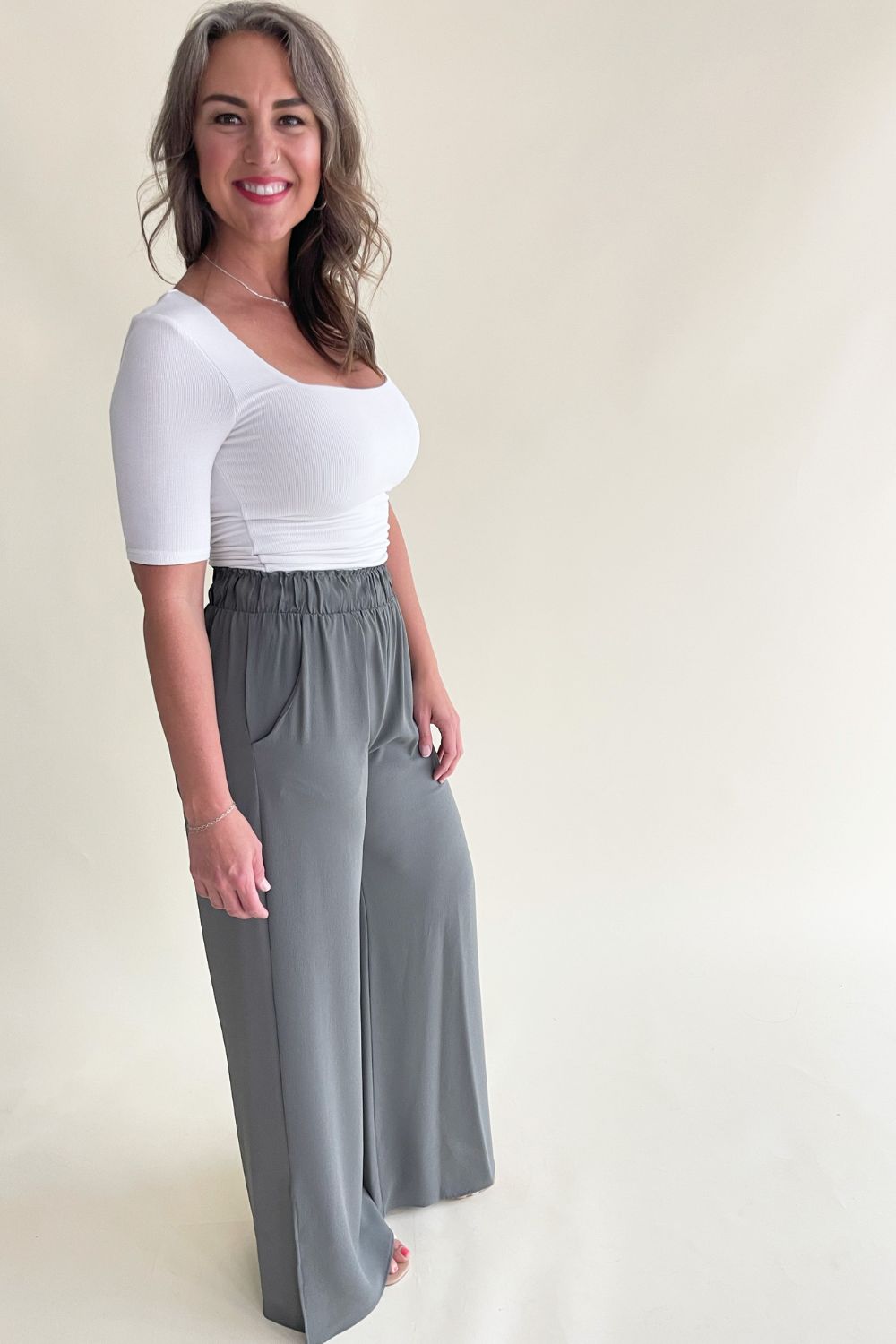 Side Slit Wide Leg Pants