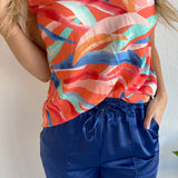 Printed V Neck Tie Shoulder Tank - The 308 Boutique