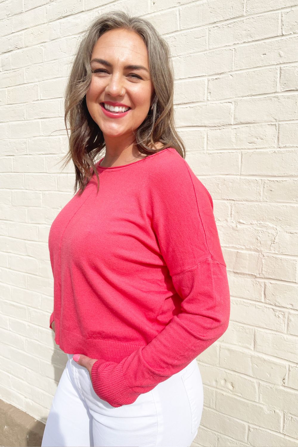 Center Seam Boat Neck Sweater