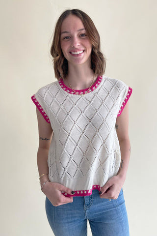 Diamond Knit Sleeveless Sweater