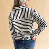 Half Placket Stripe Polo Sweatshirt