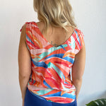 Printed V Neck Tie Shoulder Tank - The 308 Boutique