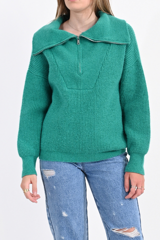 Cowl Neck Zip Sweater