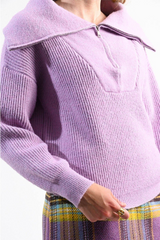 Cowl Neck Zip Sweater