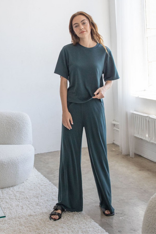 Elastic Waist Wide Leg Pant