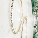 50mm Crystal Wire Hoop Earrings