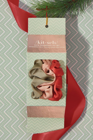 Holiday Ornament Satin Scrunchie 3pc Set