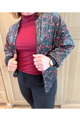 Ditsy Floral Zip Up Bomber Jacket