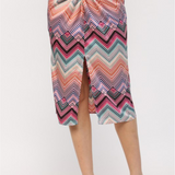 Abstract Print Twist Waist Tie Skirt