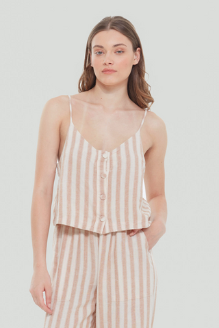 Button Front Striped Cami