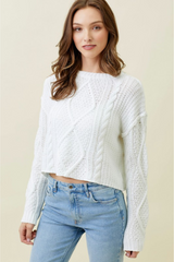 Raw Edge Bottom Cable Sweater