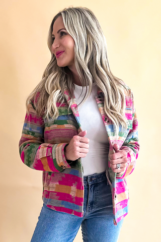 Aztec Print Shirt Jacket