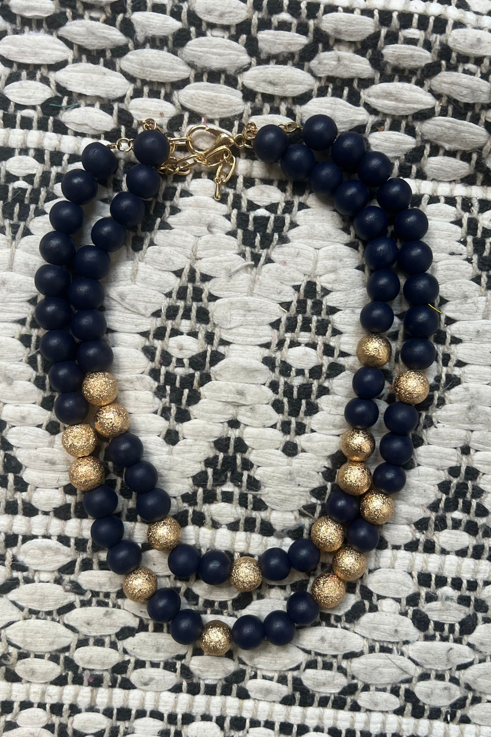 Wood & Gold Ball Statement Necklace